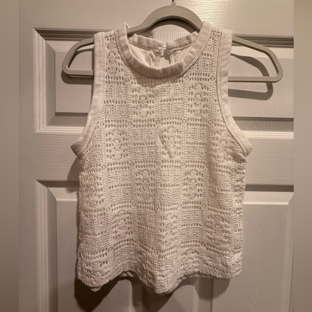 LOFT White Crochet Tank Top
